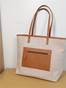 Large Capacity Canvas Tote Bag Womens Commuter Shoulder Bag with Zipper British Style Leisure Casual Handbag Soft Handle