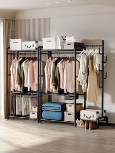 Wardrobe Clothes Hanger Floor Drying Rack Home Balcony Bedroom Clothes Rack Indoor Simple Single Rod Coat Rack