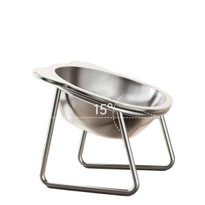 Pet Bowl 15° Tilted Elevated Dog Bowl Stainless Steel Anti-Vomiting Pet Food Water Bowl Spine Protection for Dogs Cat Basin