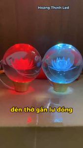 [1 chiếc] đèn thờ pha lê quả đào đổi màu- 7 màu  đèn thờ gắn lư đồng quả cầu- tùy chỉnh nhiều chế độ sáng 1 màu- đổi màu nhanh/chậm -1 đổi 1 nếu bể vỡ hư hỏng
