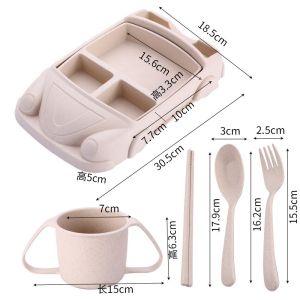 Baby Dinner Plate with Compartment Cartoon Anti-fall Childrens Dining Utensils Set for Boys And Girls Food Grade Durable