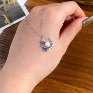 Dây Chuyền Bạc S925 Dây Chuyền Bạc Nữ Đính Ngọc Trai Mặt Cá Voi Khảm Đá Tinh Tế - DB2832- Bảo Ngọc Jewelry