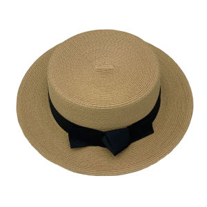 Straw Hat Female Summer Retro Flat Top Small  Bowler Hat Sun-Proof Beach Hat Travel Bucket Hat Tide Brim
