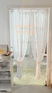 FDM ผ้าม่านหน้าต่างลูกไม้ ประตู ผ้ากั้นห้อง ผ้าม่าน ผ้าม่านกันความเป็นส่วนตัวไม่ต้องเจาะผนัง