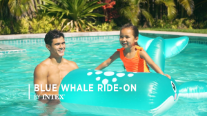 Prosun Intex Blue Whale Ride-On Inflatable Swim Swimming Pool Float Floaties for Children 3+ (WS - Blue Whale)