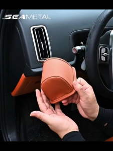 SEAMETAL Car Door Seatback Drink Hanging Holder Clip-On Drink Rack Storage Organizer PU Leather Pemegang Cawan Air