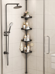 Bathroom Corner Shelf Toilet Space Saver Rotating Triangle Expandable Storage Rack No Drilling Required Metal Organizer