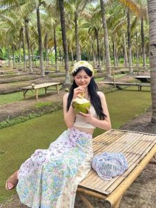 Váy Midi Chữ a Cạp Cao Họa Tiết Hoa Mùa Hè Cho Nữ Váy Ngắn Thường Ngày Váy Chữ a Thon Gọn Váy Ngắn Bằng Polyester