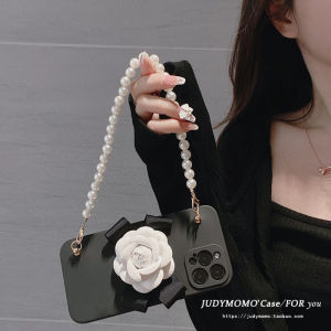 เคสโทรศัพท์มือถือ iPhone 14 pro Max 13 Air 17 pro แบบนุ่มพร้อมโซ่ไข่มุก ดีไซน์เก๋ไก๋สำหรับเด็กผู้หญิง