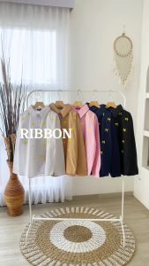 RIBBON SHIRT (GL) - Kemeja Wanita Big Size Jumbo Bordir ada 8 ukuran S M L XL XXL 3XL 4XL 5XL termurah