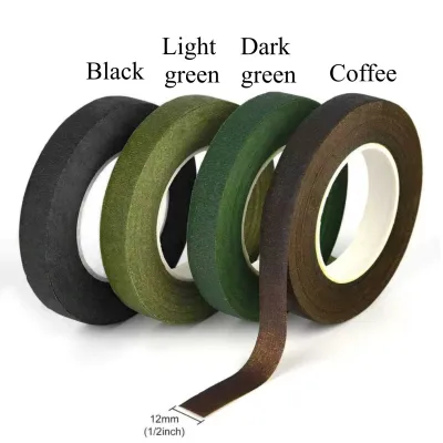4 Rolls 120 Yard 12mm Self-adhesive Bouquet Floral Stem Tape Artificial Flower Stem Wrap Floral Green Tapes DIY Flower Supplies