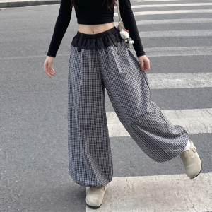 AIYITI | Retro Loose Harem Pants With Grid Design