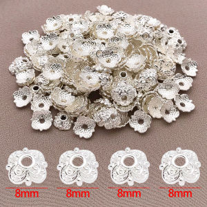 10/15 Chiếc 18K Đồng Mạ Hoa Cỏ Ba Lá Mũ Vàng Thật Dày Trắng Bạc DIY Trang Sức Làm Phụ Kiện