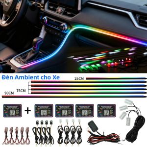 Đèn Nội Thất Ô Tô RGB Symphony Đèn LED Tạo Không Khí Đa Sắc Điều Khiển Bằng Ứng Dụng Lắp Đặt Phổ Thông Đèn Neon Acrylic Cho Xe Hơi