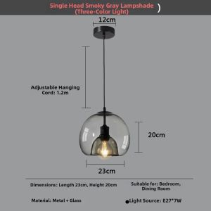 Modern Simple Creative Glass Restaurant Chandelier Three Heads Dining Room Table Bar Popular Bedroom Bedside Lamp Nordic Style Iron Art Lamp