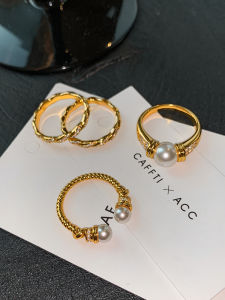 CAFFTI | French Vintage Pearl Ring with Open Adjustable Design