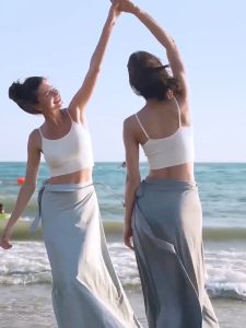 Ohsunny váy ngày lễ cho phụ nữ làm mát mùa hè cảm giác bên bờ biển váy đi biển UV Chân Váy Dài upf2000