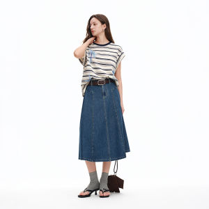 DUSHU | Sequined Striped and Check Pattern Shoulder Top