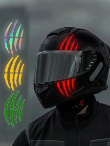 แผ่นไวนิลลายกรงเล็บมอนสเตอร์สะท้อนแสง 1 ชิ้น – สีนีออน พีวีซีกันน้ำ ทนทานสำหรับหมวกกันน็อคมอเตอร์ไซค์ รถยนต์ จักรยาน ขนาด S