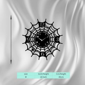 CIFbuy | CIFBUY Metal Spider Web Wall Clock Laser Cut Iron Silent Decor for Living Room Bedroom Black Halloween Gift Home Decor