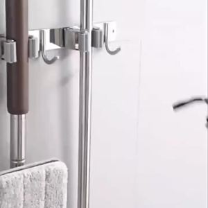 Mop and Broom Organizer Mop Holder Rack Mop Holder Wall Mounted Strong Broom Mop Holder Self With 5 Hooks Organizers Hang Broom