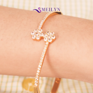 MEILYN Gelang Kaku Emas Fashion Wanita Motif Bunga 2 Susun Gold Plated 0231230618