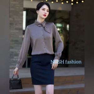 Kemeja Wanita Gaya Korea Variasi Syal Velvet - NOSH