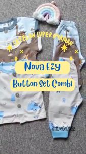 Nova Ezy Button Set Combi Motif Print - Setelan Baju Pendek Celana Panjang 0-2 Tahun