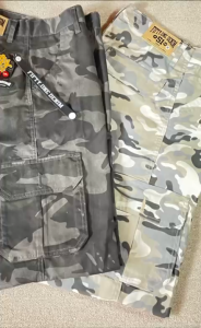 Celana panjang cargo army  pria motif camo army fifteen denim