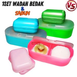 Paket Hemat 1 Set Tempat Wadah Bedak & Tempat Sabun Batang Bayi Termurah - Vegasus Store (COD)
