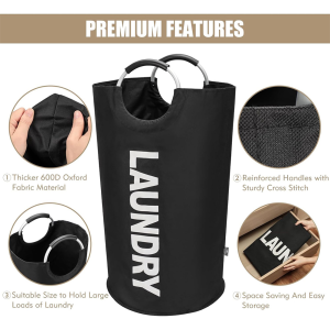 【Homelements】82L Laundry Hamper Large Capacity Foldable Laundry Basket Waterproof Laundry Bag with Handle for Laundry Room Dorm