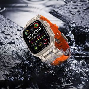Silicone Strap For Apple Watch Ultra 2 Band 49mm 45mm 42mm Rugged metal+rubber Bracelet iWatch Series 9 6 5 3 7 8 SE bands 44mm