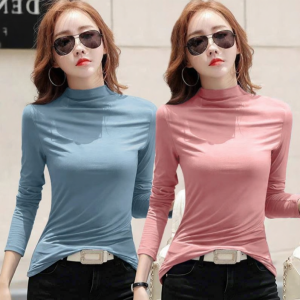 Lieoyuarn | Modal Semi-High Collar Underwear Top Long Sleeve T-shirt