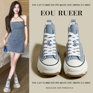 Nữ Giày Vải Cao Áo Xuân Hè Đáy Dày Đáy Sóng Thoáng Khí Thoải Mái Giày Thể Thao Thời Trang Sành Điệu Và Đa Năng