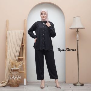 Setelan Rayon Twill Premium / One set Rayon Warna Lavender Polos