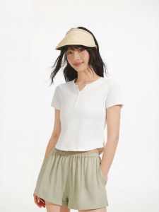 Hotwind | Short Sleeve Button Detail Casual V-Neck Slim Fit T-Shirt