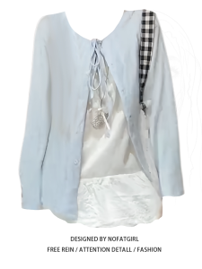 Áo Len Cardigan Dệt Kim Rộng Rãi Màu Xanh Lam Cho Nữ Mùa Thu Mới Áo Ba Lỗ Trắng Áo Ba Lỗ Hai Mảnh Thiết Kế Cỡ Lớn