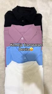 Ami Collection - Kemeja Oversize Transparan / Kemeja Wanita Polos / Kemeja Outer Oversize / Kemeja OOTD / Kemeja Polos Transparan / Kemeja