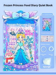 Princess Mermaid Elsa Quiet Book DIY Handmade Magnetic 3D Costume Change Girl No-Cut Sticker Toy Bean Book Educational Supplies