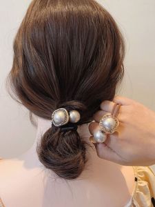 Korean Style Pearl Hair Elastic Tie-up Hair Elegant Hair Band Hair Rope Female Minimalist Ins Hair Rope Fancy Low Hair Accessory for Ponytail