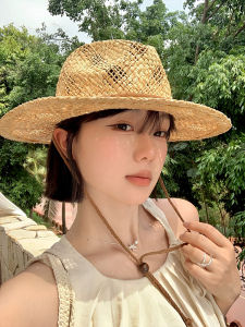 Retro Panama Hollow out Straw Hat Womens Summer Large Brim UV Protection Sunshade Beach Sand Beach Vacation Hat