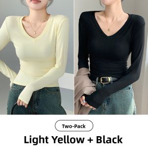 MiiOW | White V-Neck Long Sleeve Slim Fit Womens Top