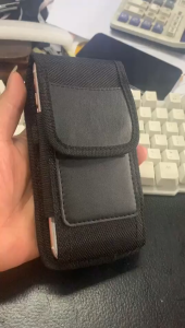 Universal Nylon Belt Pouch Phone Holster Case | Waist Bag with Metal Clip & Carabiner for iPhone Samsung VIVO Black Oppo Shockproof Acrylic Case