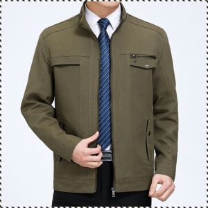 ผ้าฝ้าย 100ด้านบน เสื้อแจ็คเก็ตแฟชั่นของพ่อ เบาไม่น่าตื่นเต้นเสื้อกันลม เสื้อแจ็คเก็ตทรงหลวมลําลองสําหรับธุรกิจ
