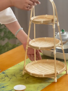 Z-Gadget⚡Portable Bamboo Basket Bamboo Tray Kitchen 1/2/3 Layer Food Rack Tray Handwoven Basket