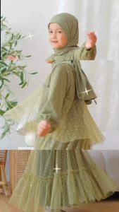 Princess Dress Kids Fashion Anak Wanita Terbaru Dress Kondangan Pesta Syakila Mix Tile Dot Premium