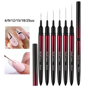 6/9/12/15/18/25 มม.Nail Art Liner แปรงเจลเล็บแปรงเจลเล็บจิตรกรรมแปรงวาดเล็บ Art Design แปรงปากกา