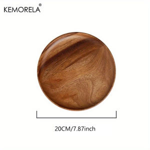 1PCS Natural Whole Wood Lovesickness Wood Round Handmade Acacia Plate Round Sushi Dish Dessert Fruit Bread Dishes Soup Tableware