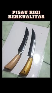Pisau Santoku Premium Baja Putih 27cm dengan Gagang Kayu dan Penutup Kulit