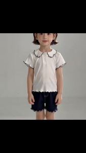 Sonkpuel | Girls Summer Short-Sleeve T-Shirt Children Little Doll Collar Top Baby Summer Thin Half-Sleeve Base Shirt